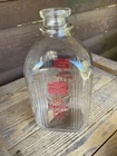 Vintage Meadow Gold Milk Bottle Clear Glass w/Red Logo 10" Bottle