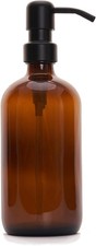 Soap Dispenser Glass Stainless Steel Pump 16 Oz for Kitchen Hand Dish