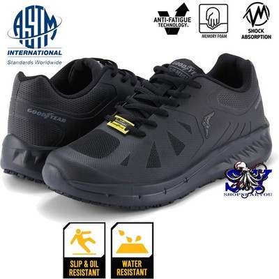 Goodyear Dallas Mens Work Shoes Slip & Water Resistant Safety Sneakers NEW Black