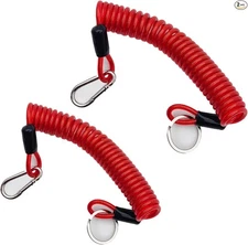 2Pcs Trailer Brake Away Cable, 6FT Trailer Breakaway Coiled Cable 2Pcs Red