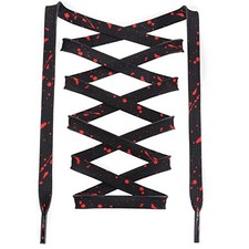 Flat Colorful Shoelaces for Sneakers Art Printed 63 Inch 160cm 17 Black Red