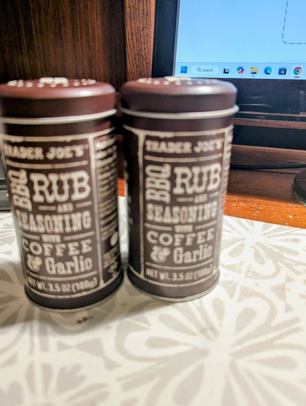 2 Trader Joe's BBQ Rub & Seasoning w/Coffee & Garlic in Can Aug 2027 free shipng