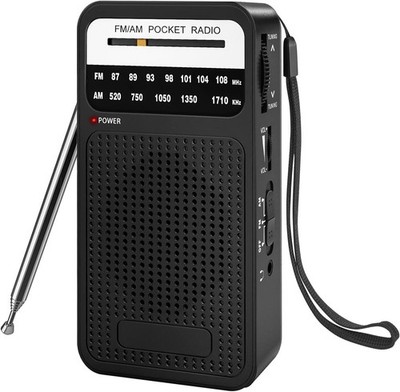 Portable AM FM Radio Compact Transistor Radio Pocket Radio Silver NYS NEW..