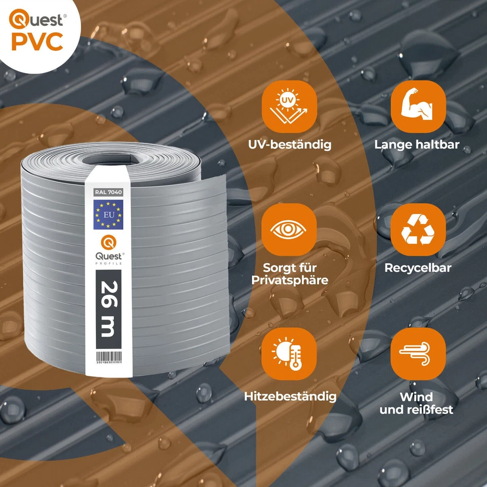 QUEST Tiras de protección visual Esteras de doble barra PVC duro Valla de... - Imagen 3 de 4