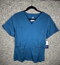 Adar Pro Scrubs For Women Tailored V Neck Scrub Top Medium Carribean Blue