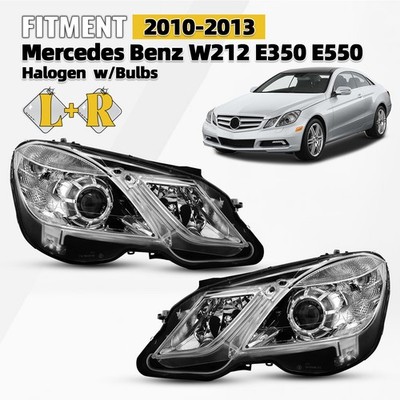 Halogen Headlight For 2010-2013 Mercedes-Benz W212 E350 Pair Driver + Passenger