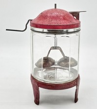 Vintage Wolverine No 10 Toy Butter Churn Glass Jar Red Tin Kitchen Toy USA Made