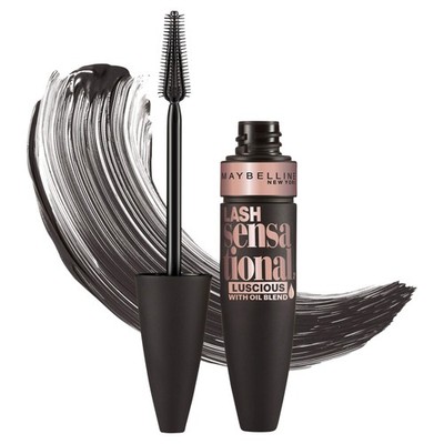 Maybelline New York Lash Sensational Luscious Washable Mascara, Blackest Black,