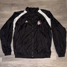 Vintage 90s Adidas Track Jacket Large Black White Aces Volleyball Embroided