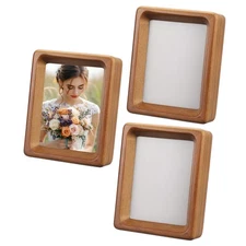 3pcs 3 x 4" Wood Mini Photo Frames Wooden Finish Picture Frame, Wood Color