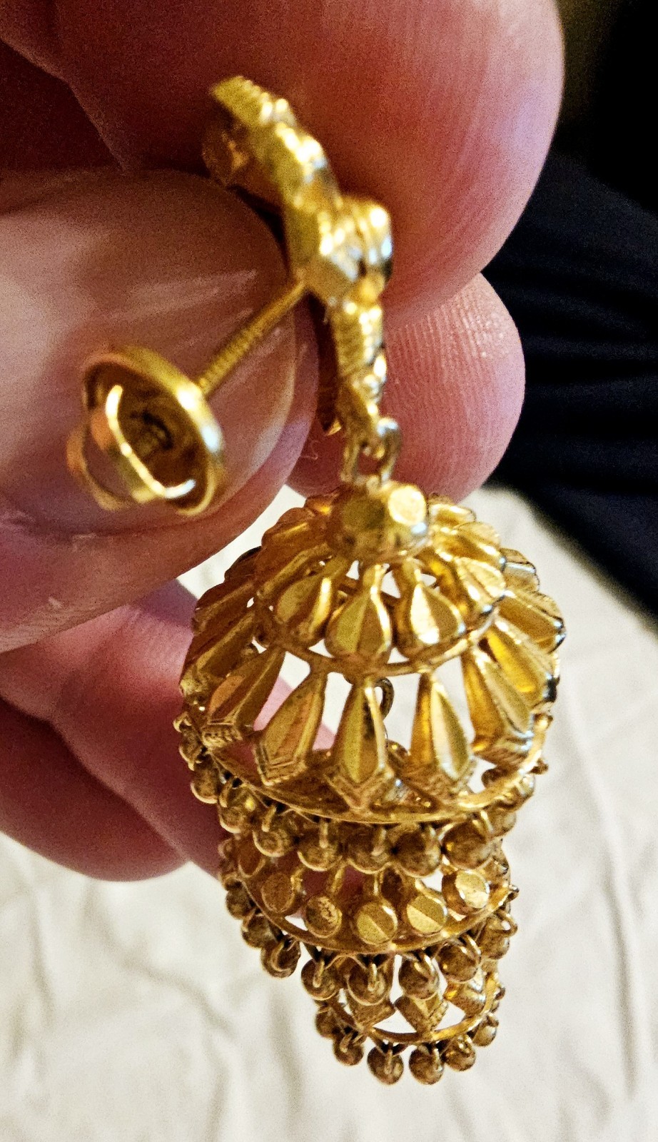 21k Solid Yellow Gold Dangle Earrings Handmade $2… - image 6