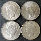 Lot of Four 1923 $1 Peace Silver Dollars