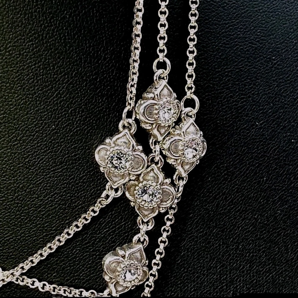 Brighton "Alcazar" Long Necklace 44" Silver Swarovski Crystal Station Retired - Image 3 of 4