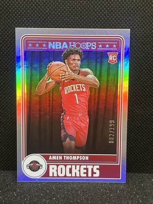 2023-24 NBA Hoops Amen Thompson Rookie Silver Foil 82/199 Houston Rockets