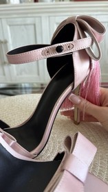 Agent Provocateur Style No Brand Pink Satin Handcrafted Bow High Heel Sandals 37