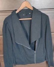 H By Halston Black Side Zip Jacket L/XL 18 Women's Top With Pockets