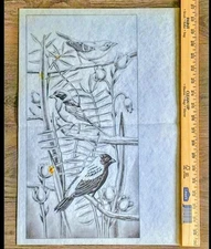 Tri-Chem Picture to Paint Panel Songbirds on Branch Large Fabric Sheet...