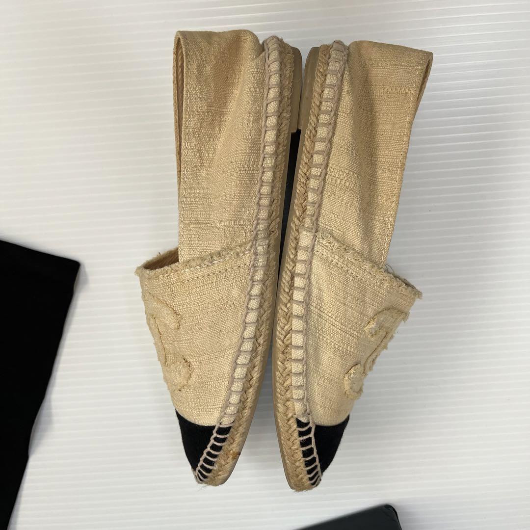 Chanel Espadrills Flats Shoes Coco Mark Fabric Beige Size 36 US About6 Women thumbnail 15