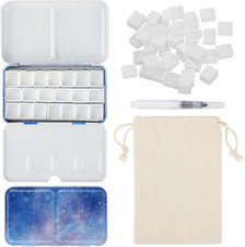 Watercolor Tin Palette, Metal Empty Paint Case with 50 PCS Empty Half Pans and a