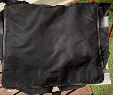PRADA Black Leather Messenger Bag, Nylon, Authentic, Medium, Stylish