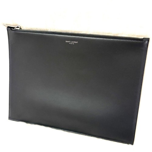 Yves Saint Laurent Clutch Black Leather Bag Women Used