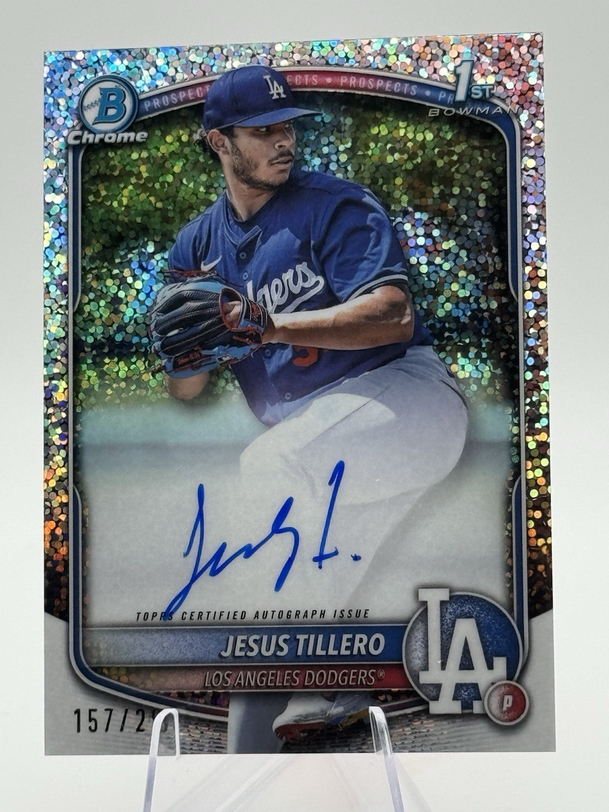 2025 Bowman Jesus Tillero Chrome Auto 1st Prospect Speckle Refractor #38/299