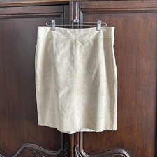 Vintage Y2K Express Beige Suede Leather Pencil Skirt size 7/8