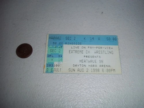 AUGUST 2 1998 ECW HEATWAVE 98 WRESTLING EVENT WWF WWE WCW NWA AWA TICKET STUB