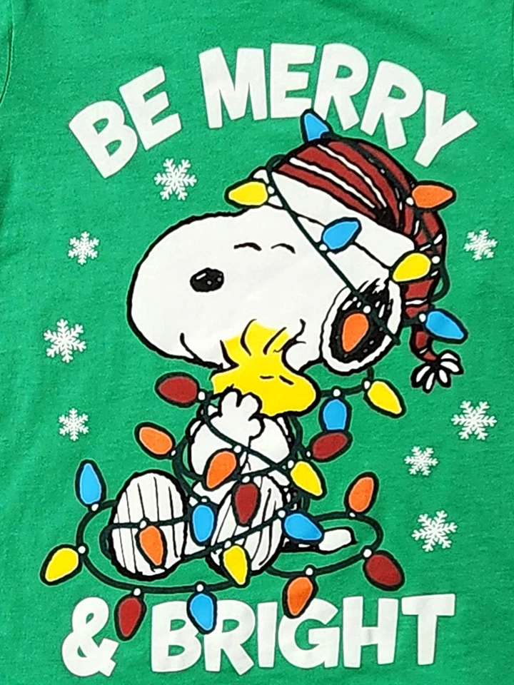 Camiseta Camiseta Peanuts Boys Manga Corta Verde Snoopy Be Merry & Bright Foto 2 de 2