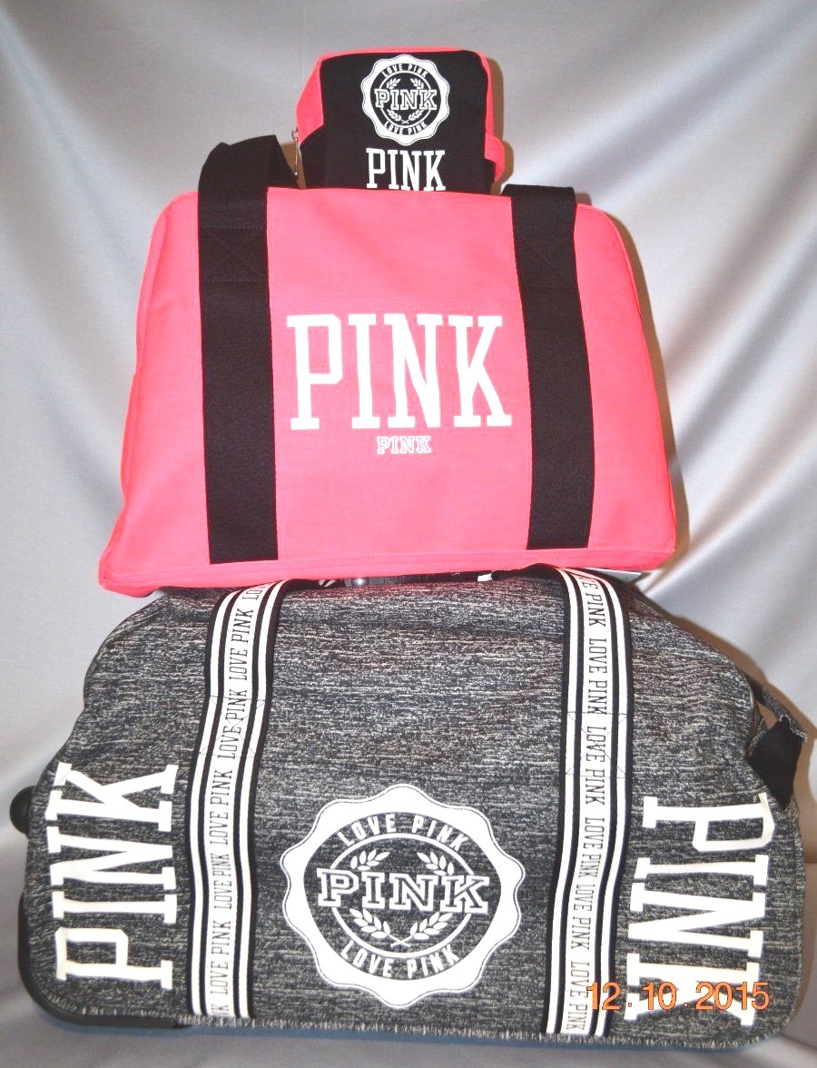 Victorias Secret Pink MARL 3 Pc Wheelie Luggage Set Suitcase Carry