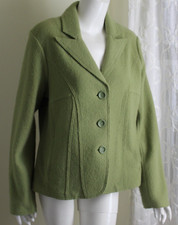 Nwt Tribal Sz 10 M L Beautiful Soft Green Boiled 100% Wool Blazer Jacket Sweater