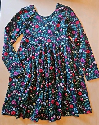 NWOT HANNA ANDERSSON GARDEN DREAM L/S SKATER TWIRL DRESS WITH POCKETS 110 5