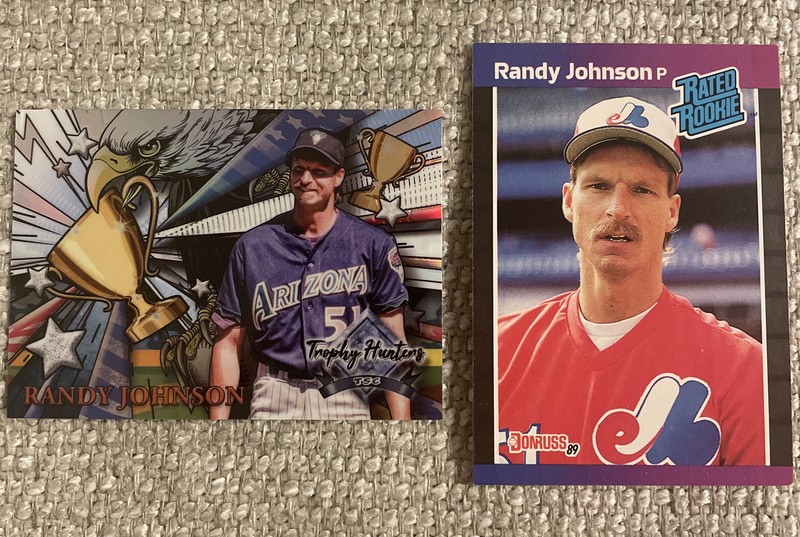 1989 Randy Johnson Rookie Donruss #42 + Trophy Hunters 2 Card Lot Diamondbacks