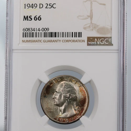 1949-D Washington 25C NGC Certified MS 66