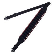 Black Shotgun Sling with 15 Shell Holder, 2 Point Non-Slip Adjustable Sling