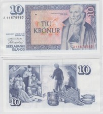 10 Kronur Banknote Island 29.M&auml;rz 1961 Kassenfrisch UNC (153120)