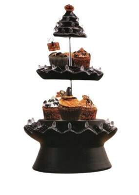 Mr. Halloween Cupcake Stand Tiered Nostalgic Black Ceramic Pumpkin Tree 20 ''