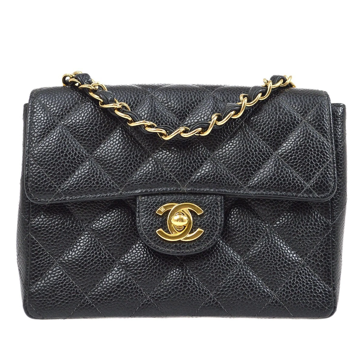 Chanel Black Caviar Square Mini Classic Flap Bag