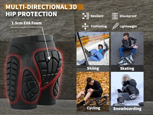 WOSAWE Motorcycle Shorts Skating Hip protector MTB Motocross Hip Paddeds Skiing - Picture 5 of 6