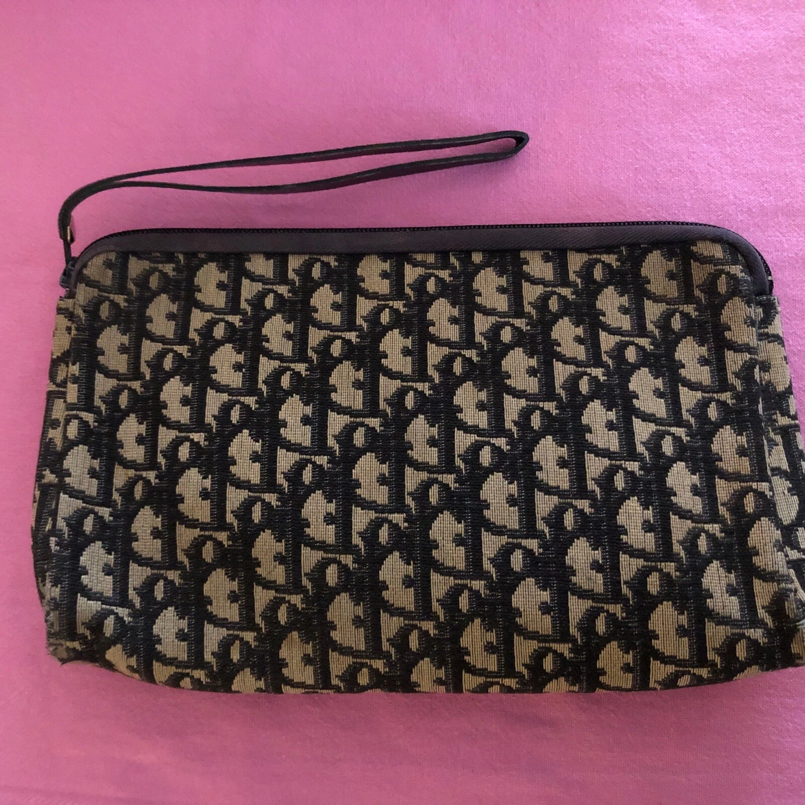 Authentique Sac Pochette Ou trousse de toile vintage Christian Dior Monogramme