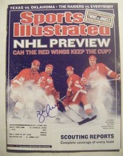 BRETT HULL signed DETROIT RED WINGS 2002 Sports Illustrated hockey magazine AUTO