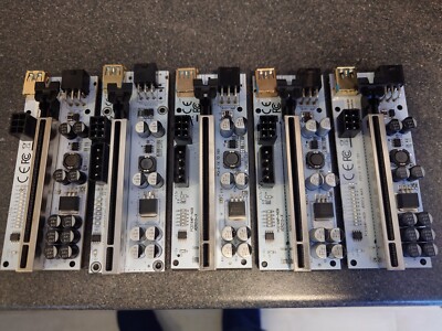 5er Pack - PCIe Riser PCI Express 1x 16x Adapter GPU Mining weiß 010/012 Versionen