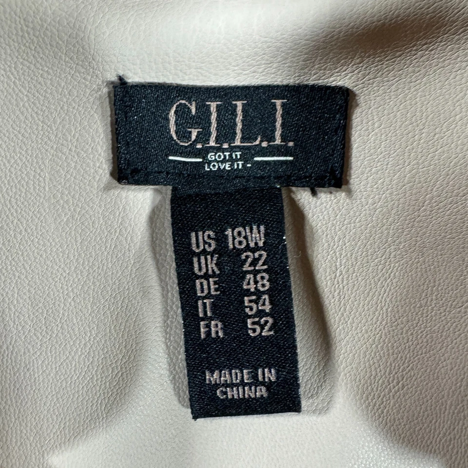 GILI Full Zip Leather Jacket Womens 18W Beige Got it Love it Vintage - Image 4 of 4