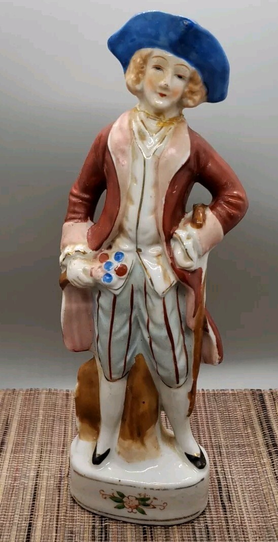 正人作 Vintage Victorian Porcelain Hand Painted Man Statue / Figurine