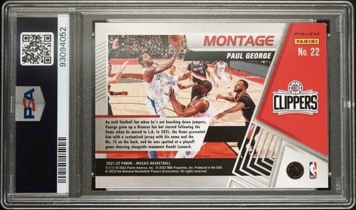 Paul George 2021 Mosaic Montage #22 Fast Break Silver PSA 10 GEM MINT #SIXERS - Picture 2 of 2
