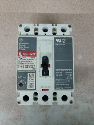 1) Cutler Hammer HMCP050K2C Molded Case Circuit Breaker 3P 50A