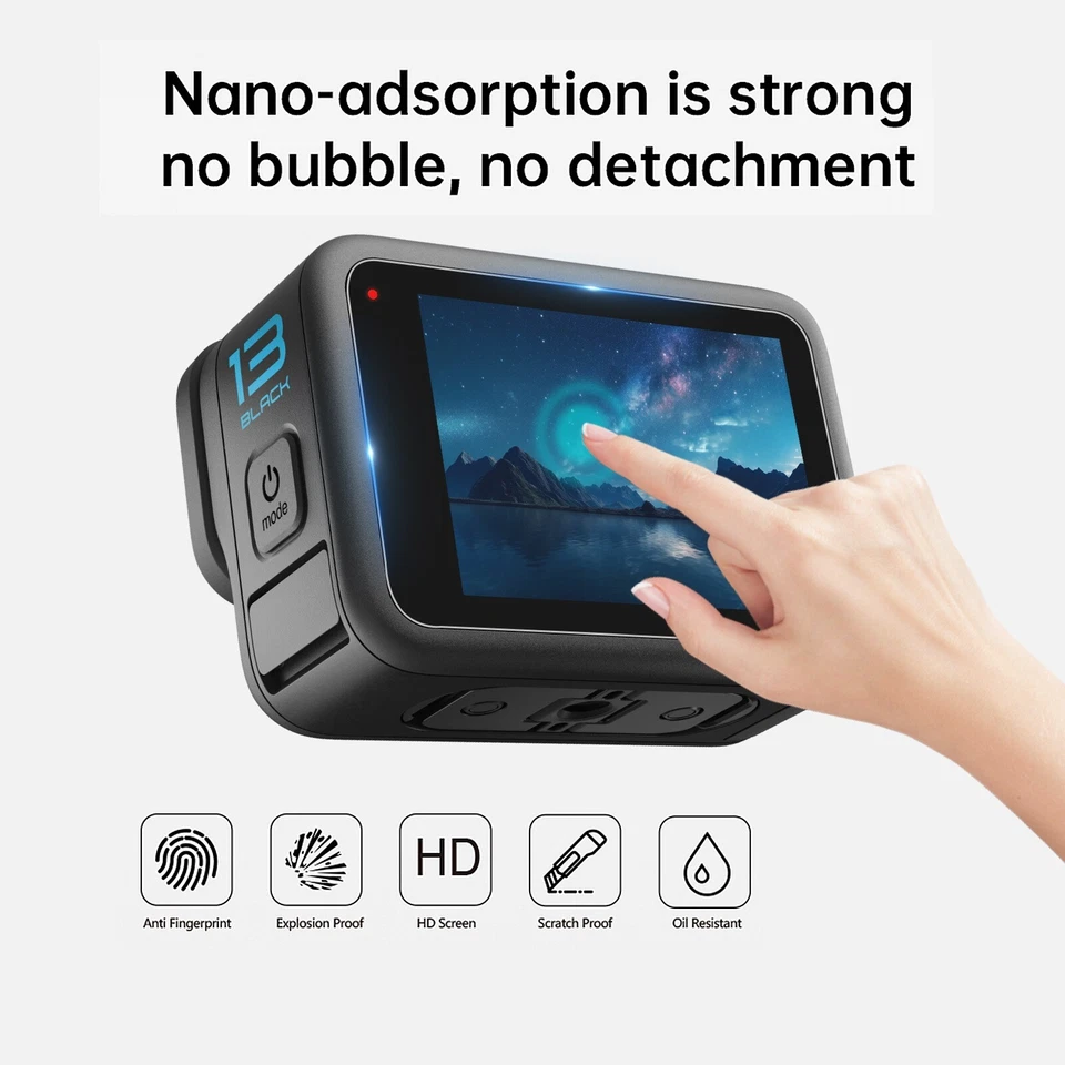 For GoPro HERO13 Black 3 in 1 Lens and Front Back Screen Tempered Glass Film - Image 4 of 4