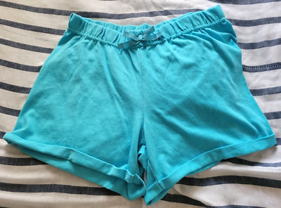 NWOT Wonder Nation Aqua Blue Elastic Bow Cuffed Pajama PJ Shorts Girls XL 14-16