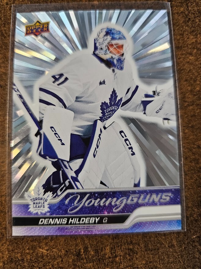 2023-24 UPPER DECK #724 DENNIS HILDEBY YOUNG GUNS SILVER OUTBURST
