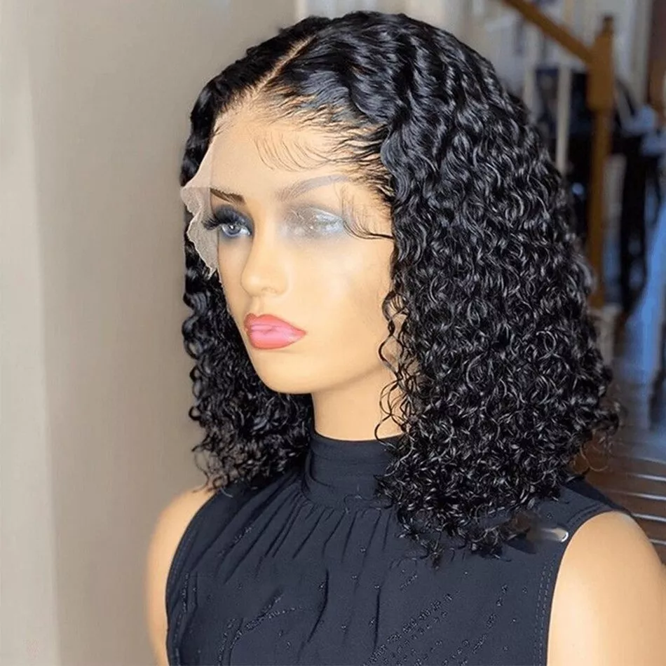 Human hair curly bob wigs deals